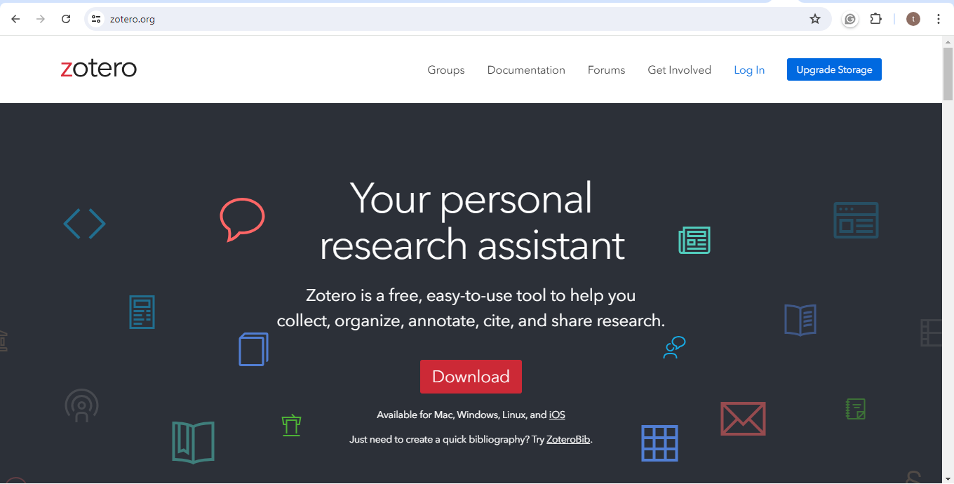 interface do site do zotero
mac apps para estudantes