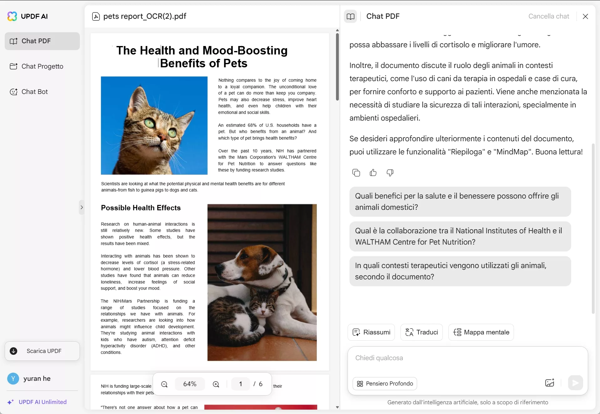 fai una domanda generale sul PDF