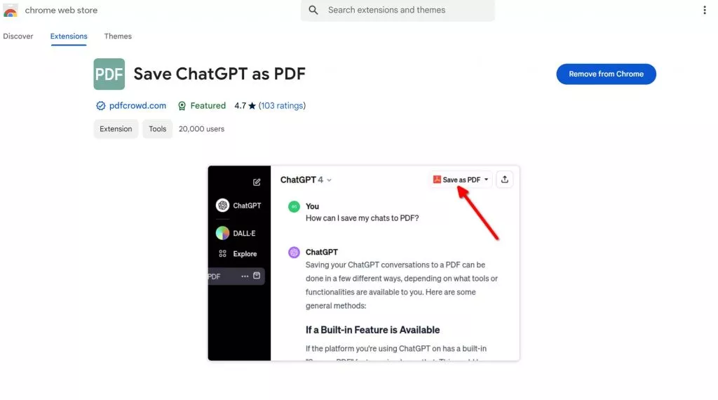 chatGPT를 PDF로 저장 크롬 확장 프로그램