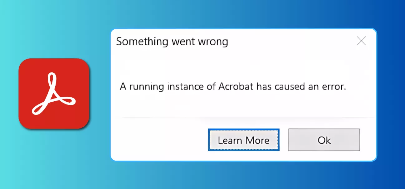 a running instance of acrobat has caused an error message
