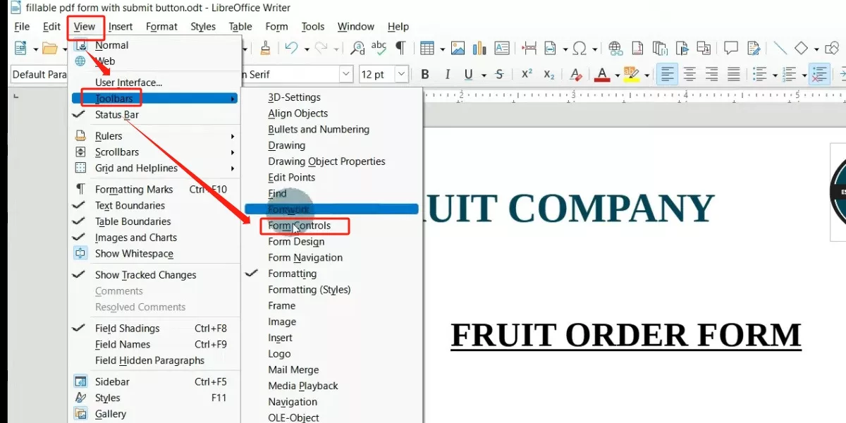 use forms controls with libreoffice