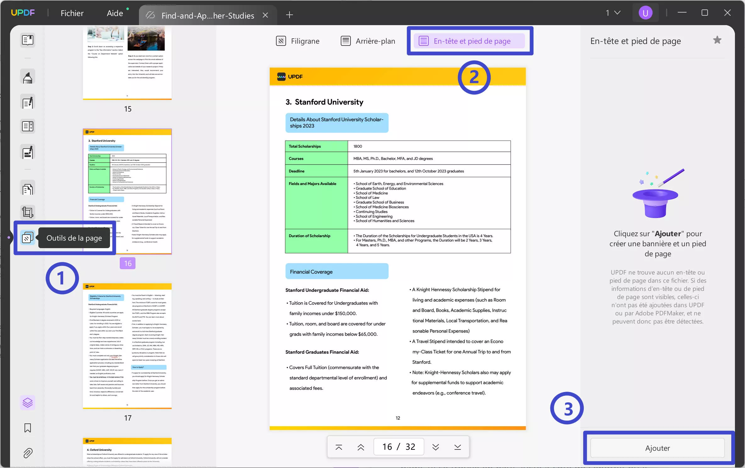 pied de page différent sur chaque page word updf ajouter un en-tête et un pied de page