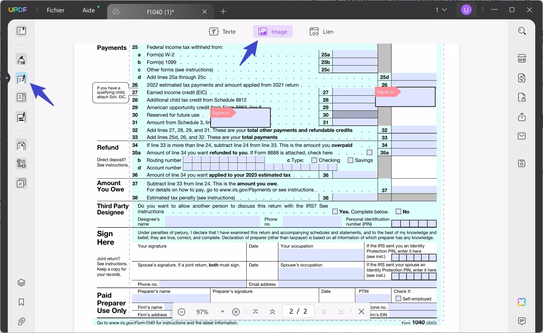 comment rendre un PDF signable utiliser la fonction image pour rendre un PDF signable avec UPDF