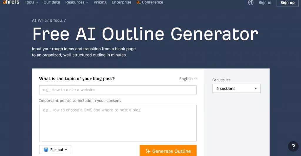 ai outline generator ahrefs