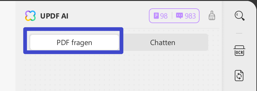 PDF-Online-Chat Klicken Sie in UPDF AI auf die Registerkarte „PDF fragen“