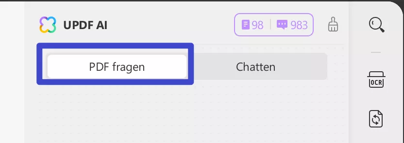 PDF-Online-Chat Klicken Sie in UPDF AI auf die Registerkarte „PDF fragen“