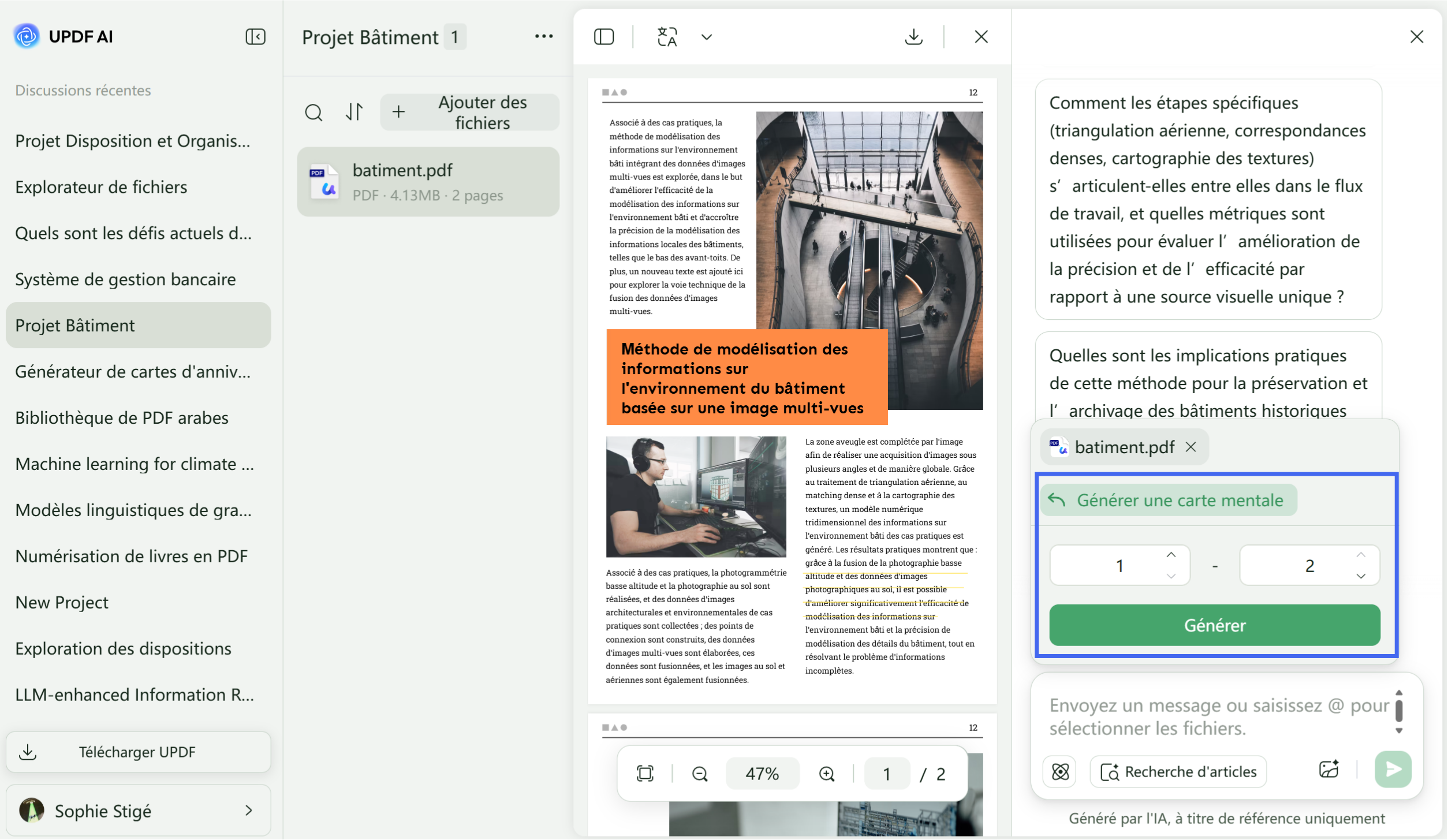 Sélectionnez la plage de pages et générez une carte mentale