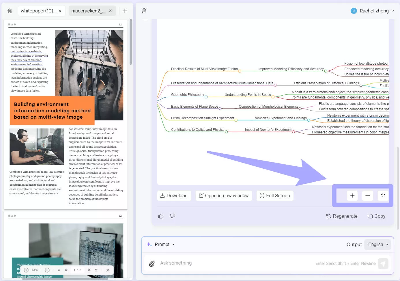 Change mindmap size with UPDF's online ai assistant