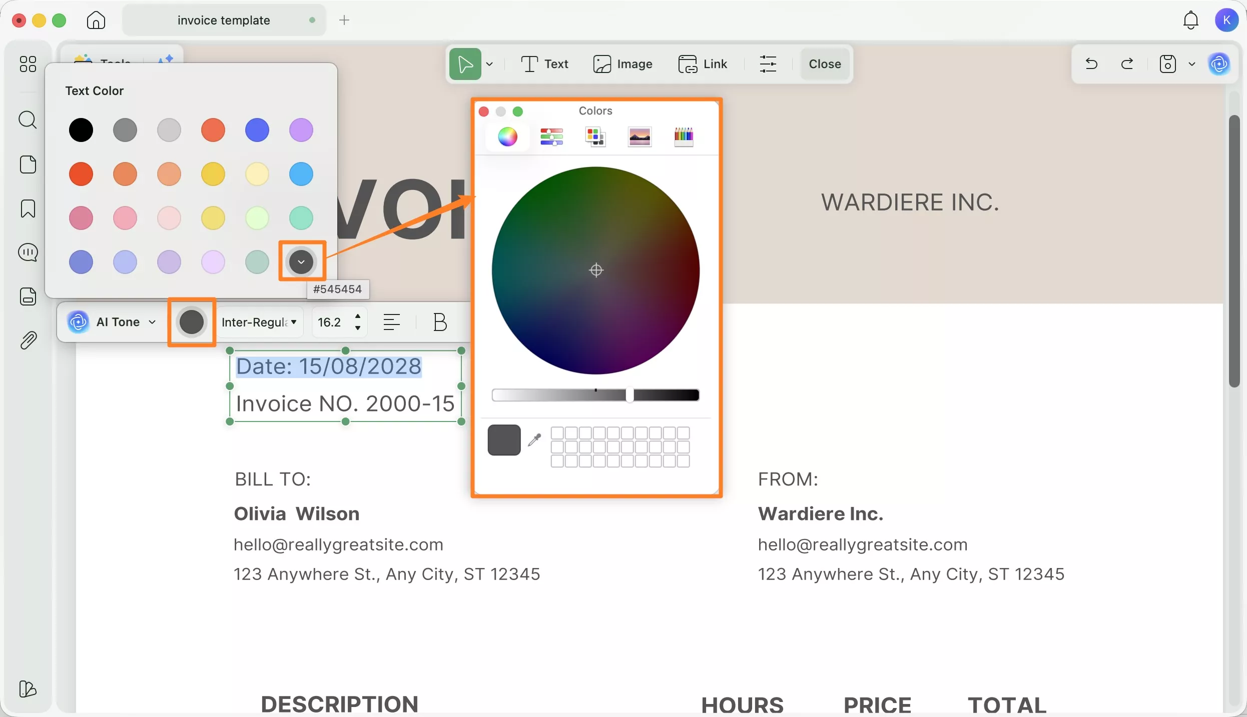 change text color on updf