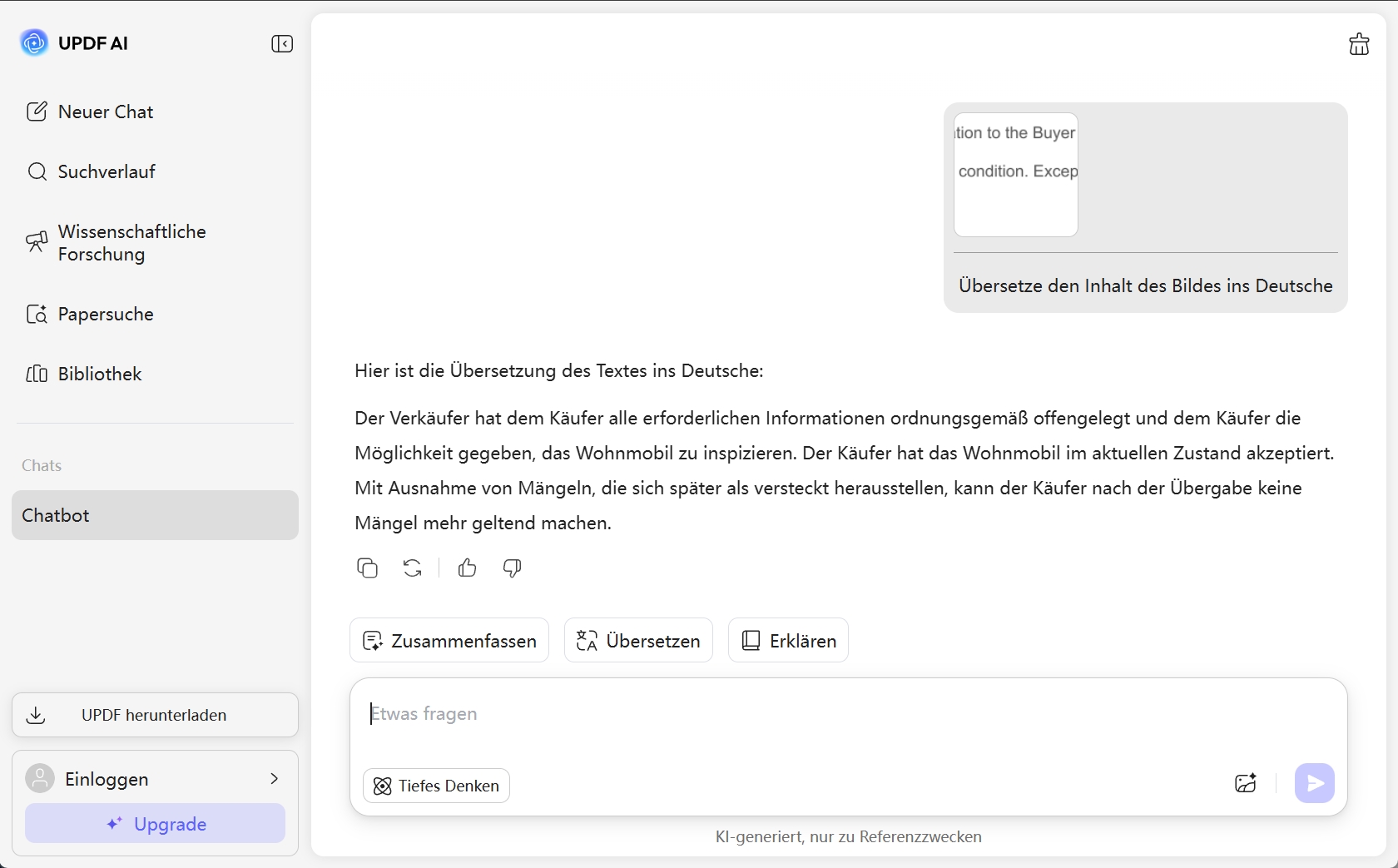 Sprache des Bildtextes übersetzen