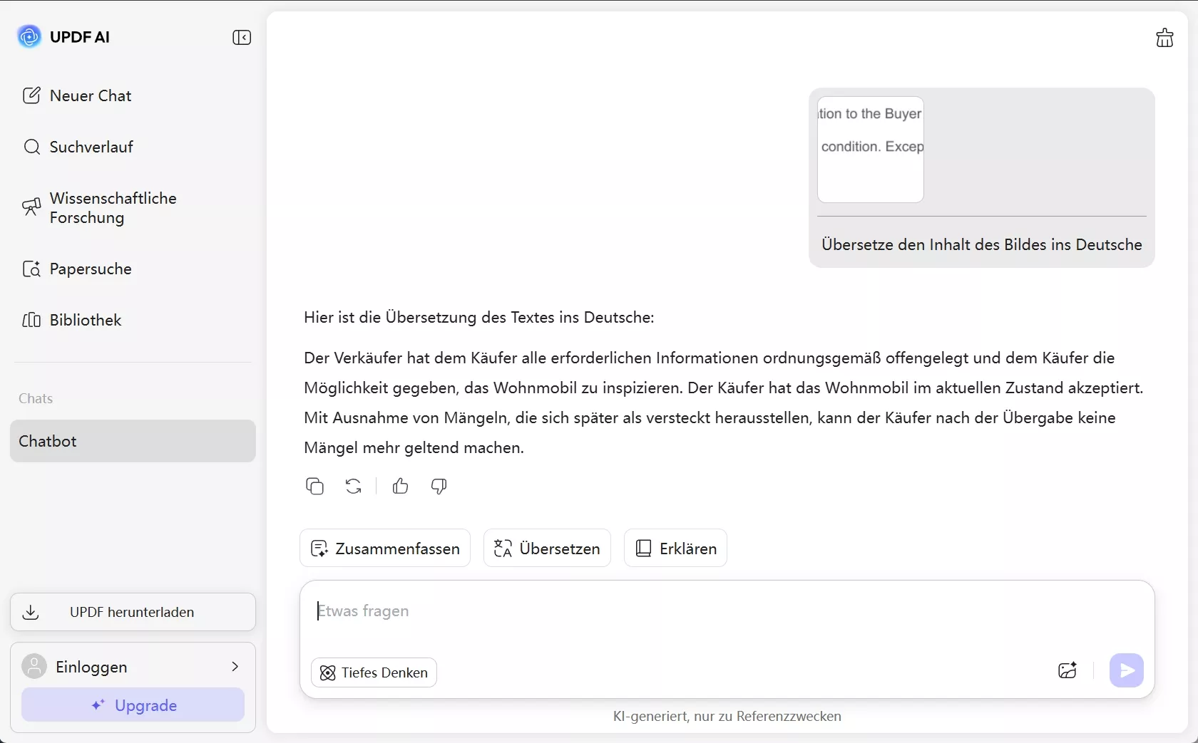 Sprache des Bildtextes übersetzen