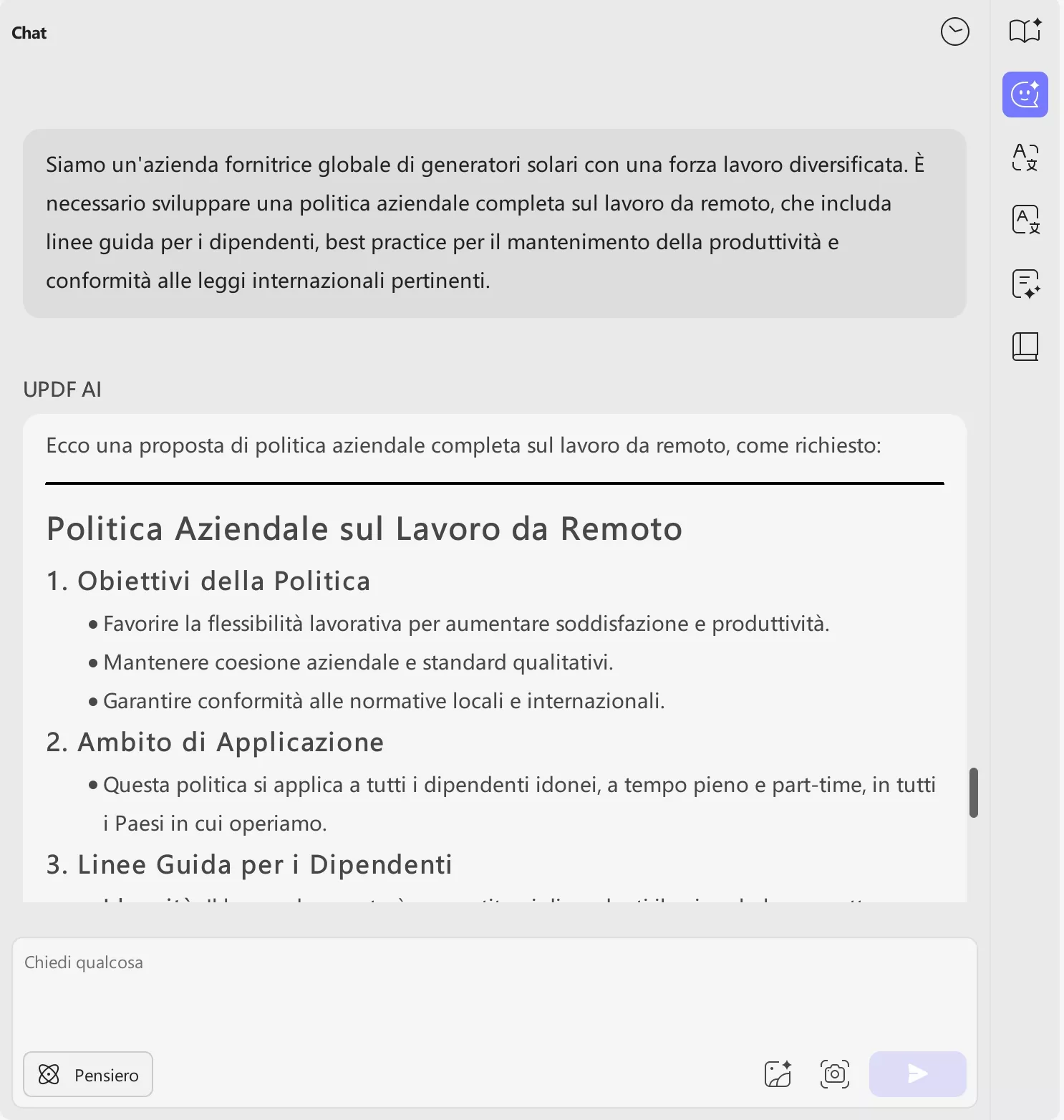 usare la chat con PDF per correggere le bozze