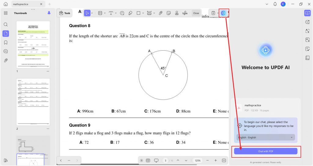 chat with pdf with updf ai