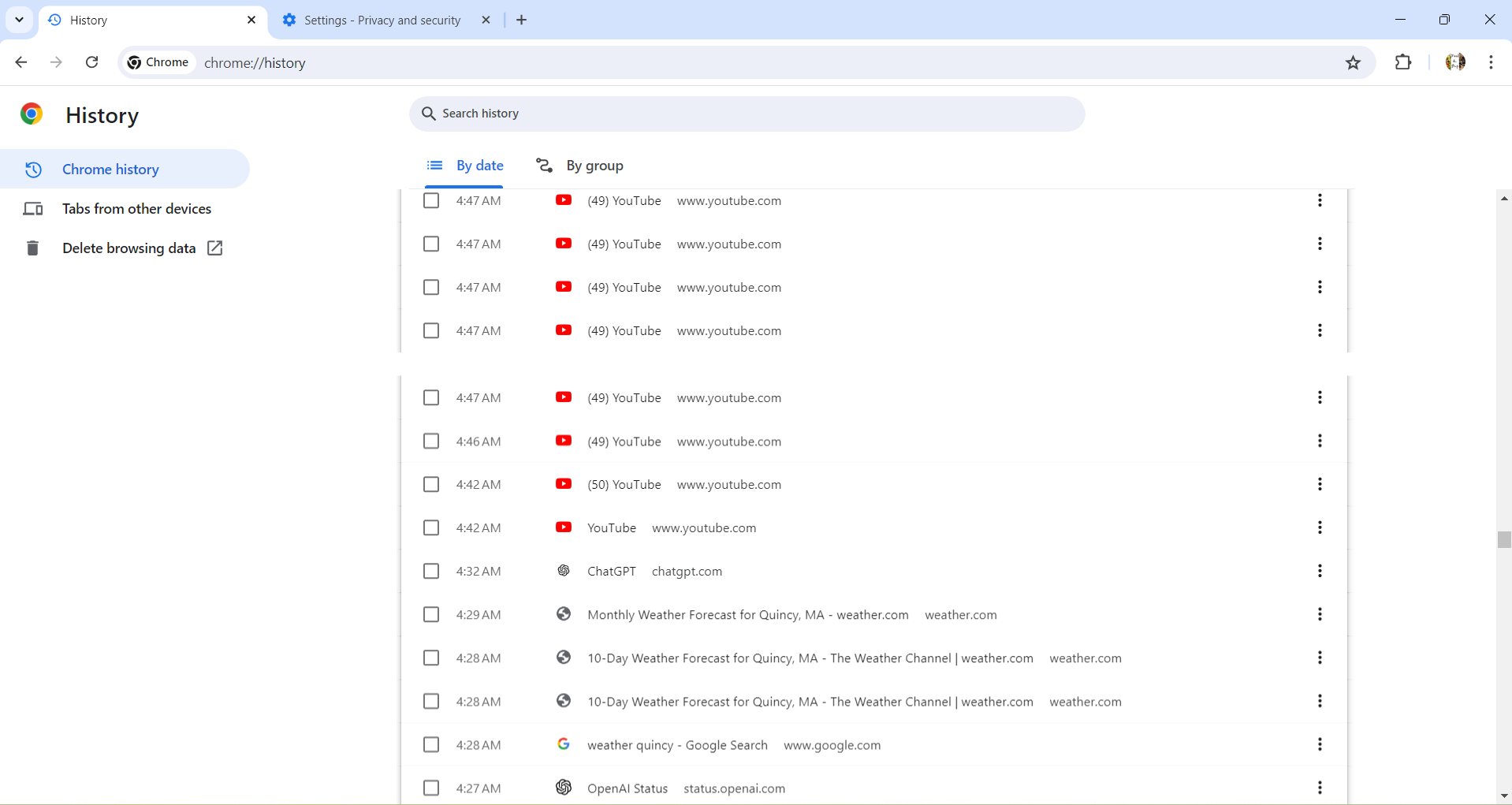 delete browsing data in your broswer