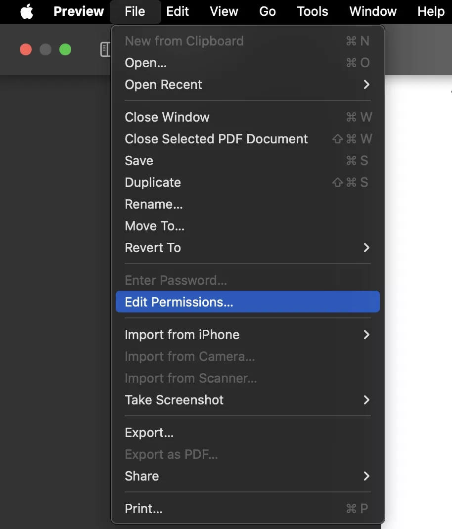 click on the edit permissions in preview