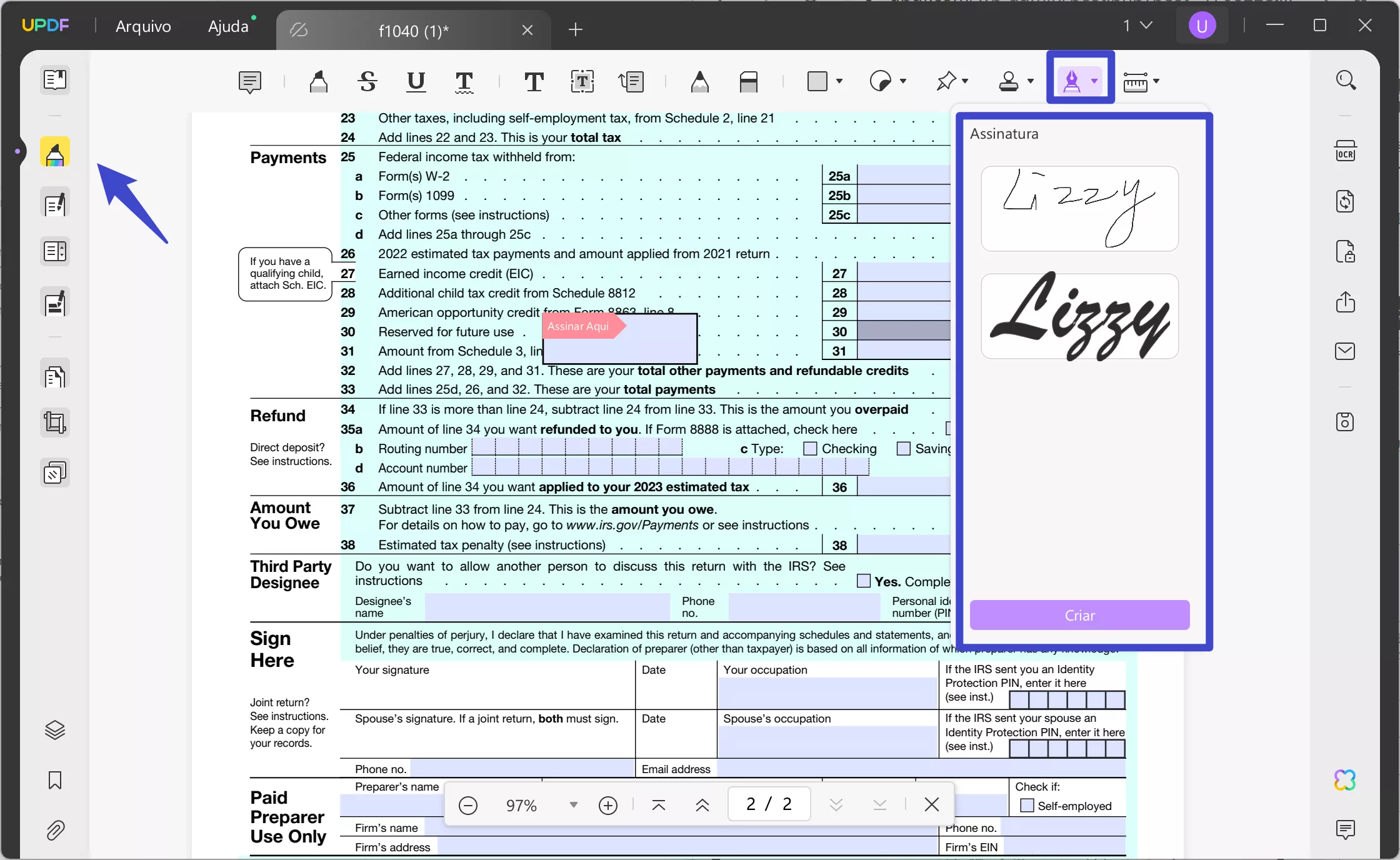 como tornar um pdf assinável adicionar assinatura para tornar o PDF assinável com UPDF