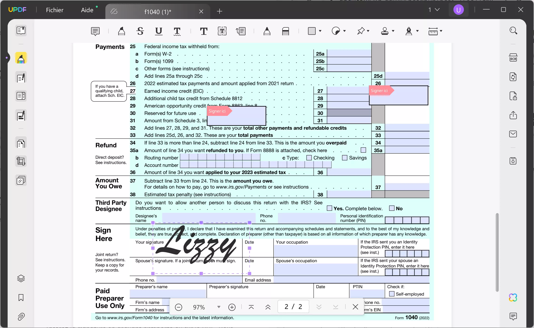 comment rendre un PDF signable terminer la signature du PDF avec UPDF