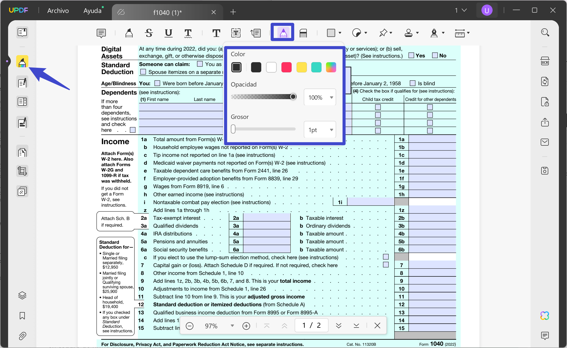 Cómo hacer que un PDF se pueda firmar seleccionando el lápiz con UPDF