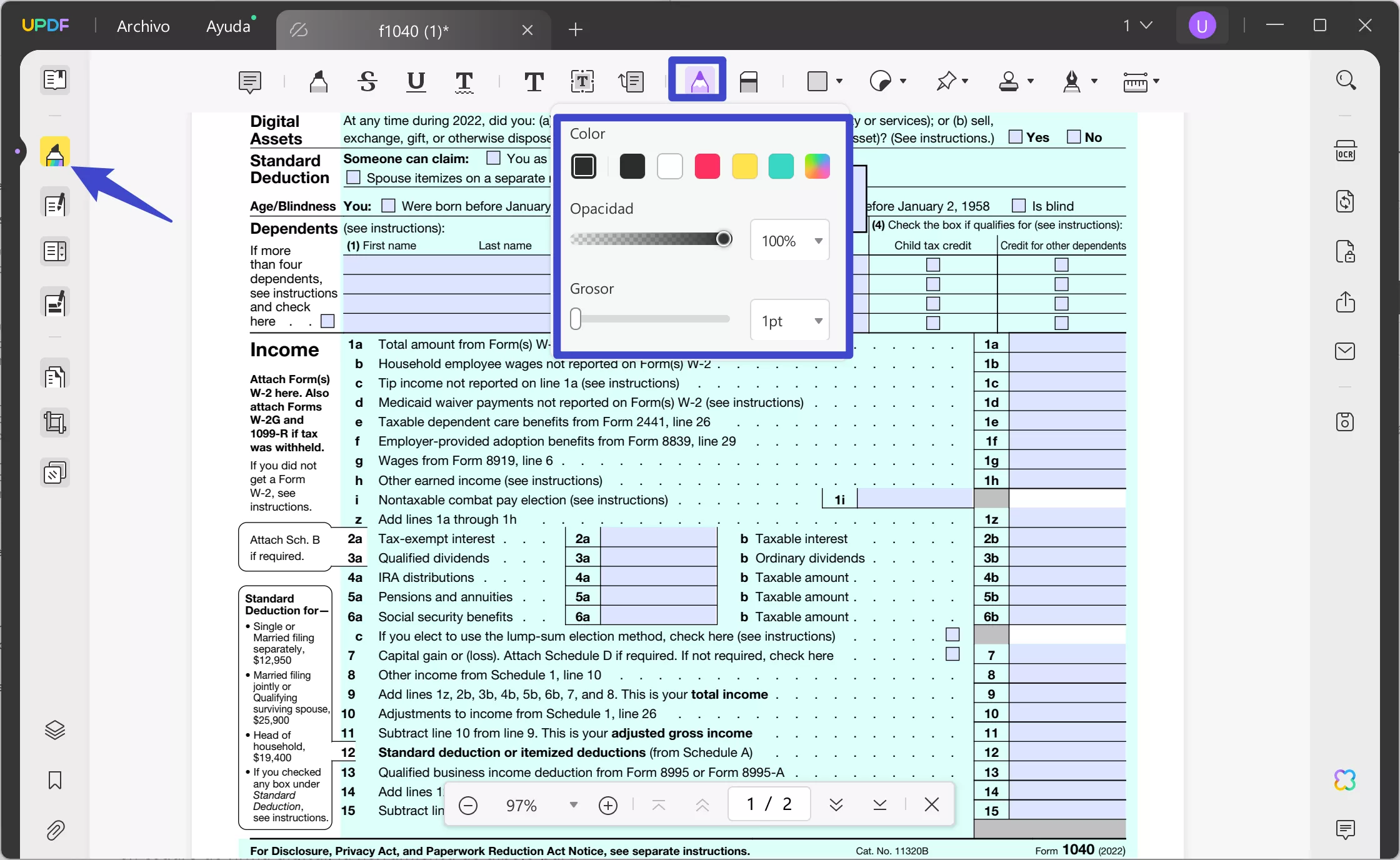 Cómo hacer que un PDF se pueda firmar seleccionando el lápiz con UPDF