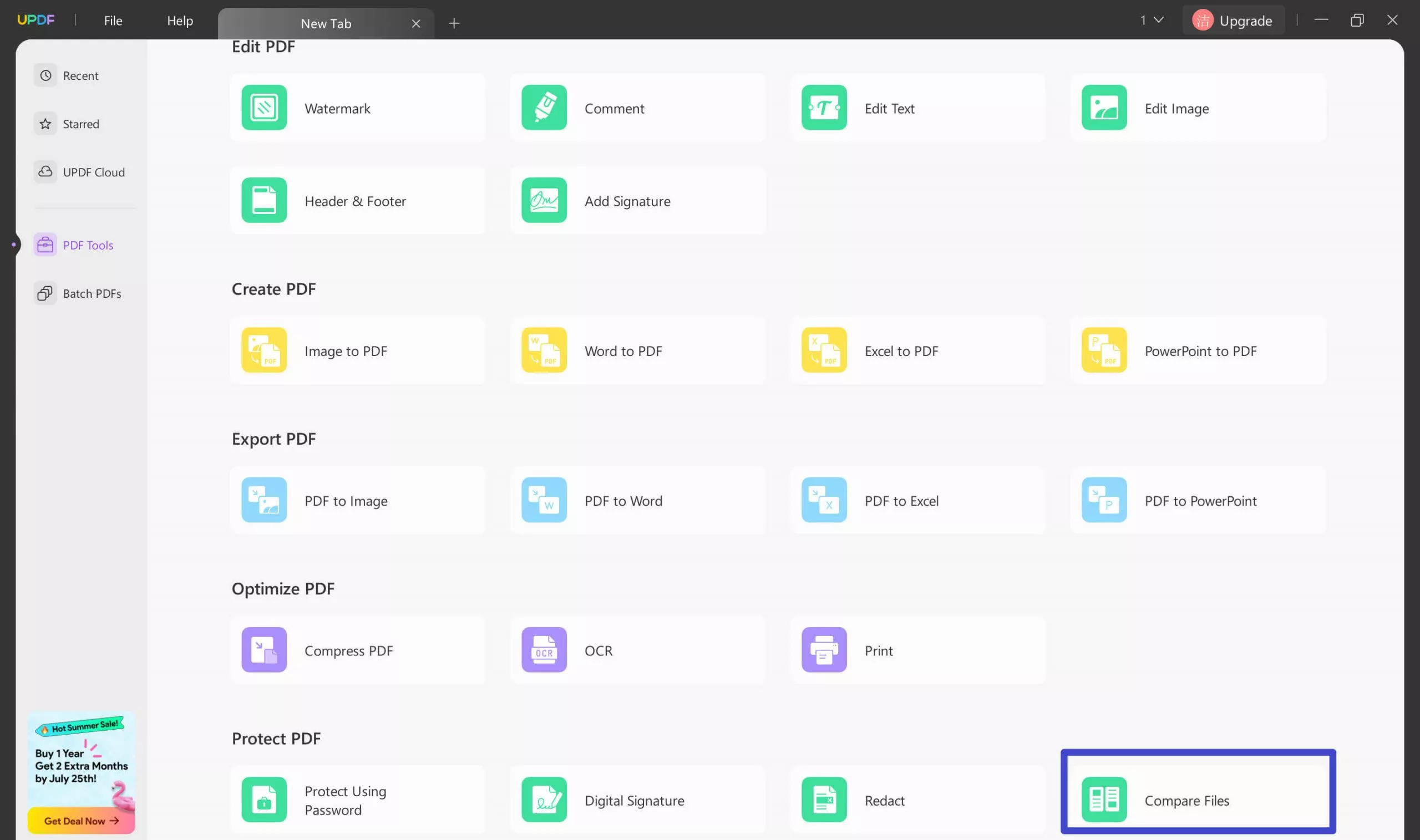 click compare files in updf