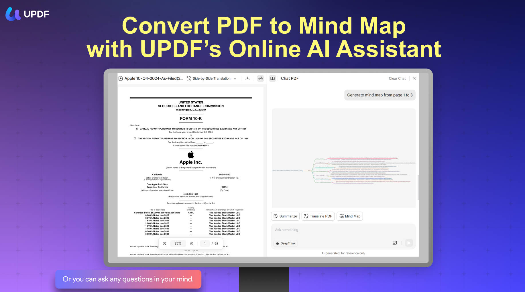 convert to mindmap updf ai online