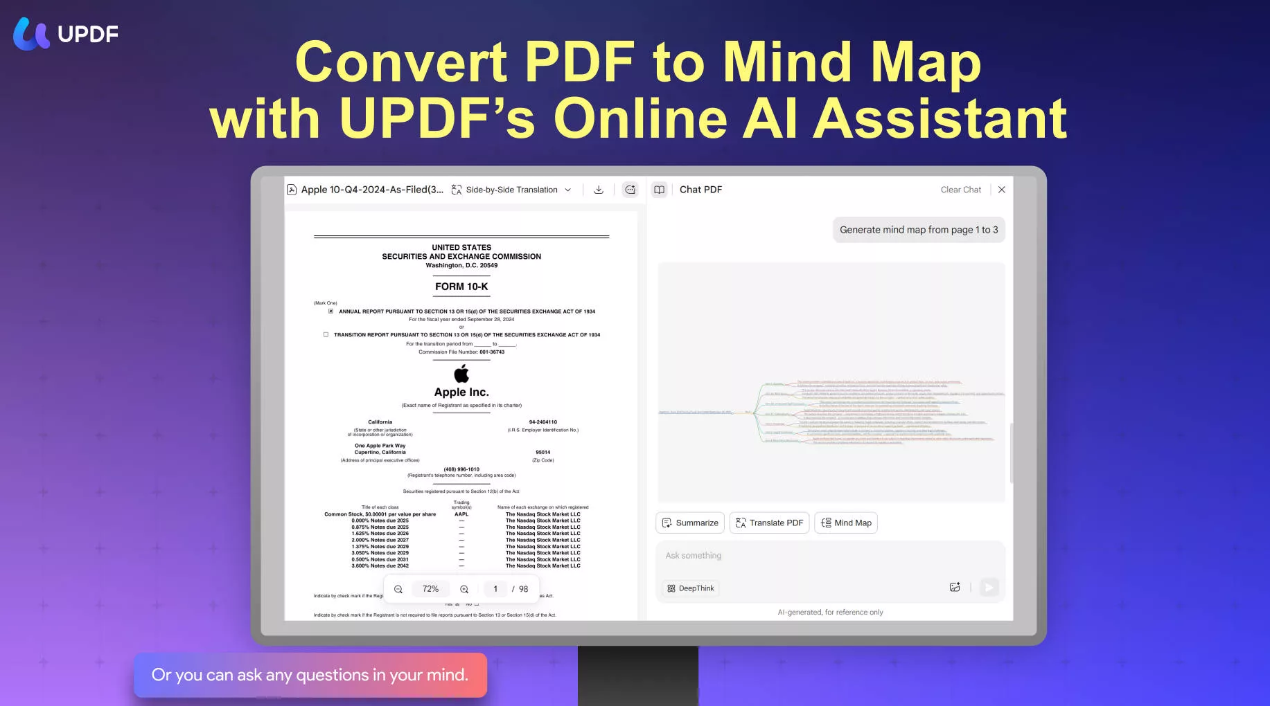 convert to mindmap updf ai online
