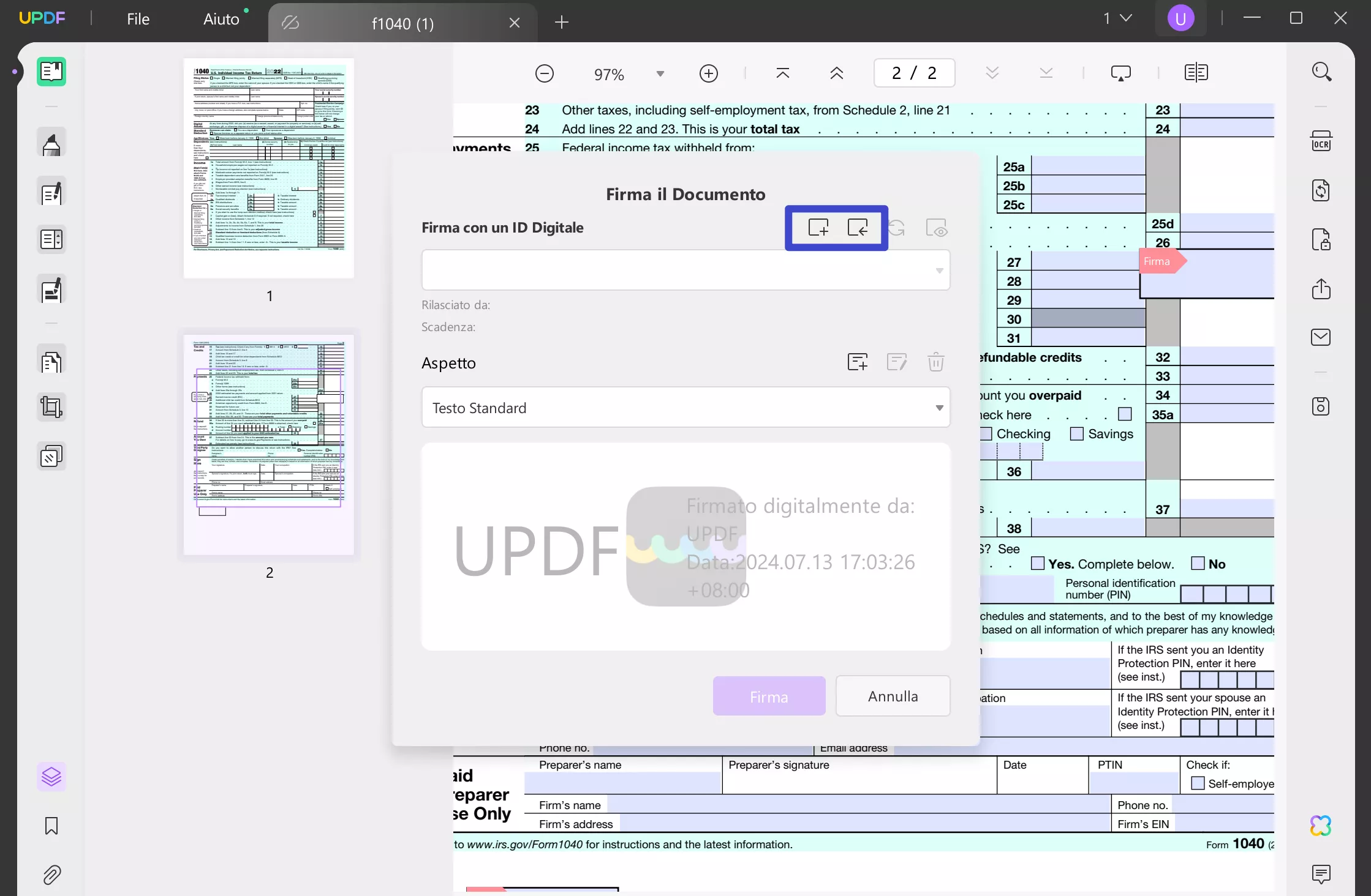 modello fattura pdf updf