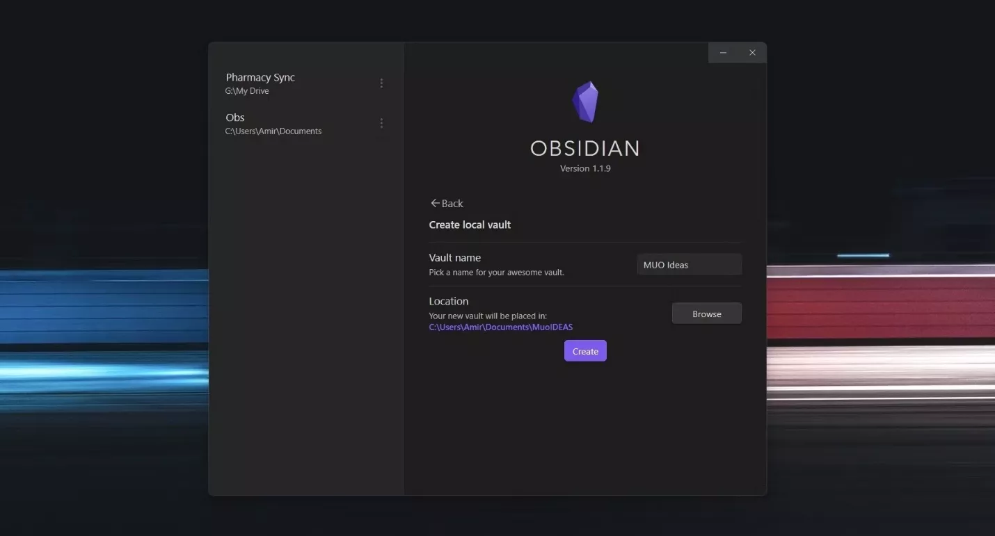 how to use obsidian notes create a new obsisian