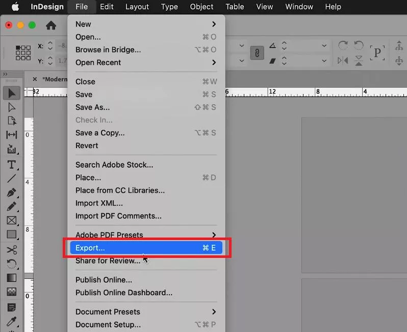 crop marks indesign click File and select Export in indesign