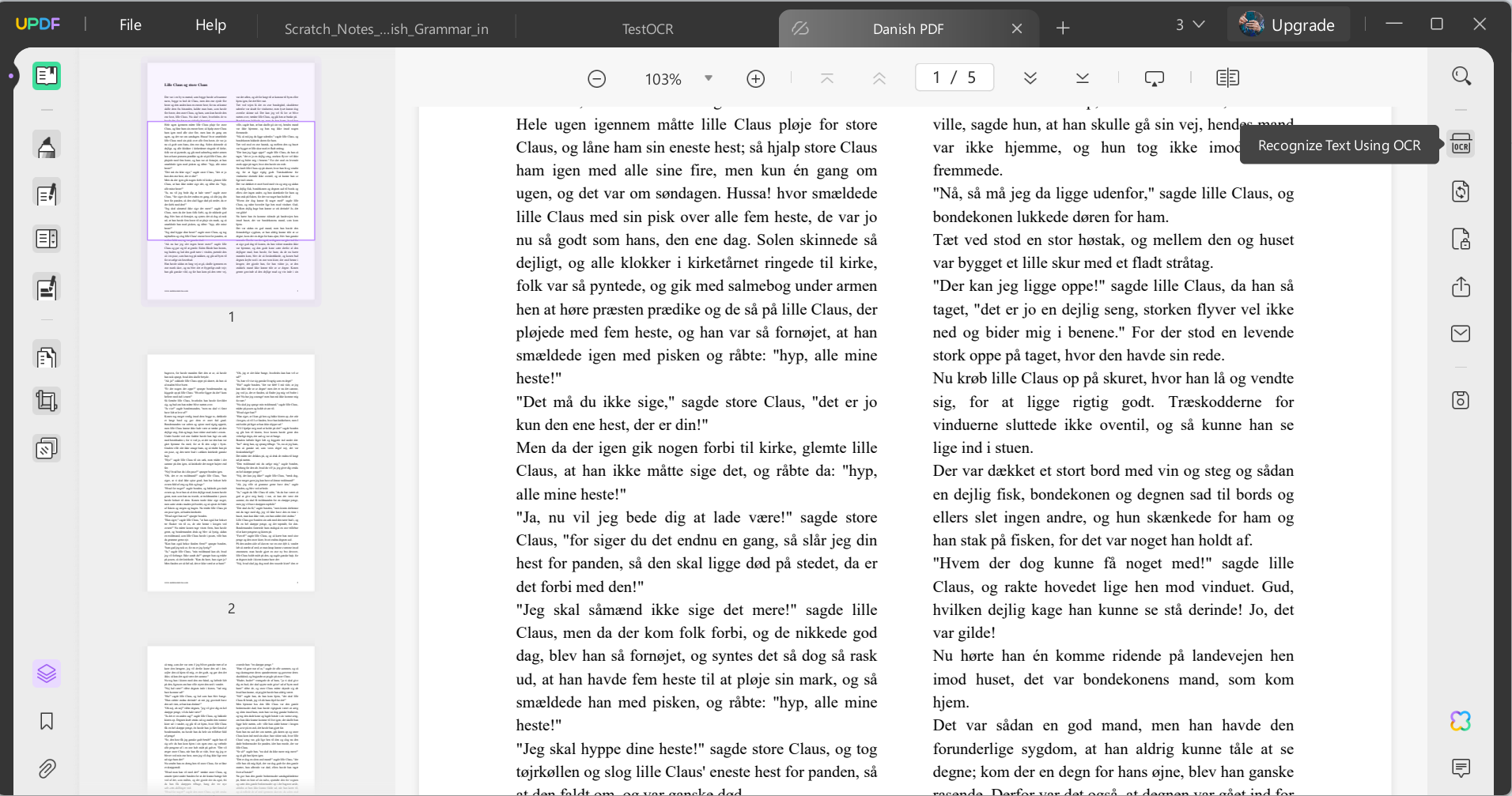 select the ocr option in UPDF to make the scanned Danish PDF editable