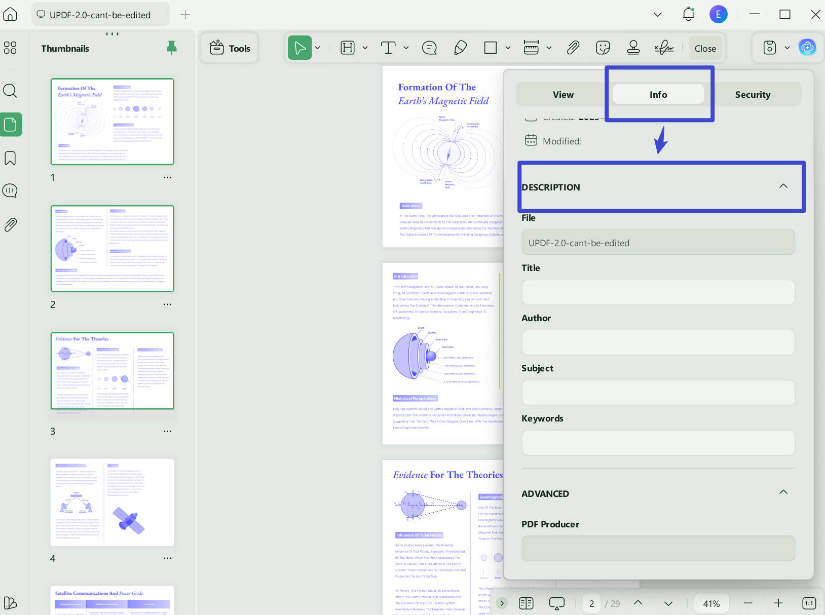 view the pdf creation and modification details in updf