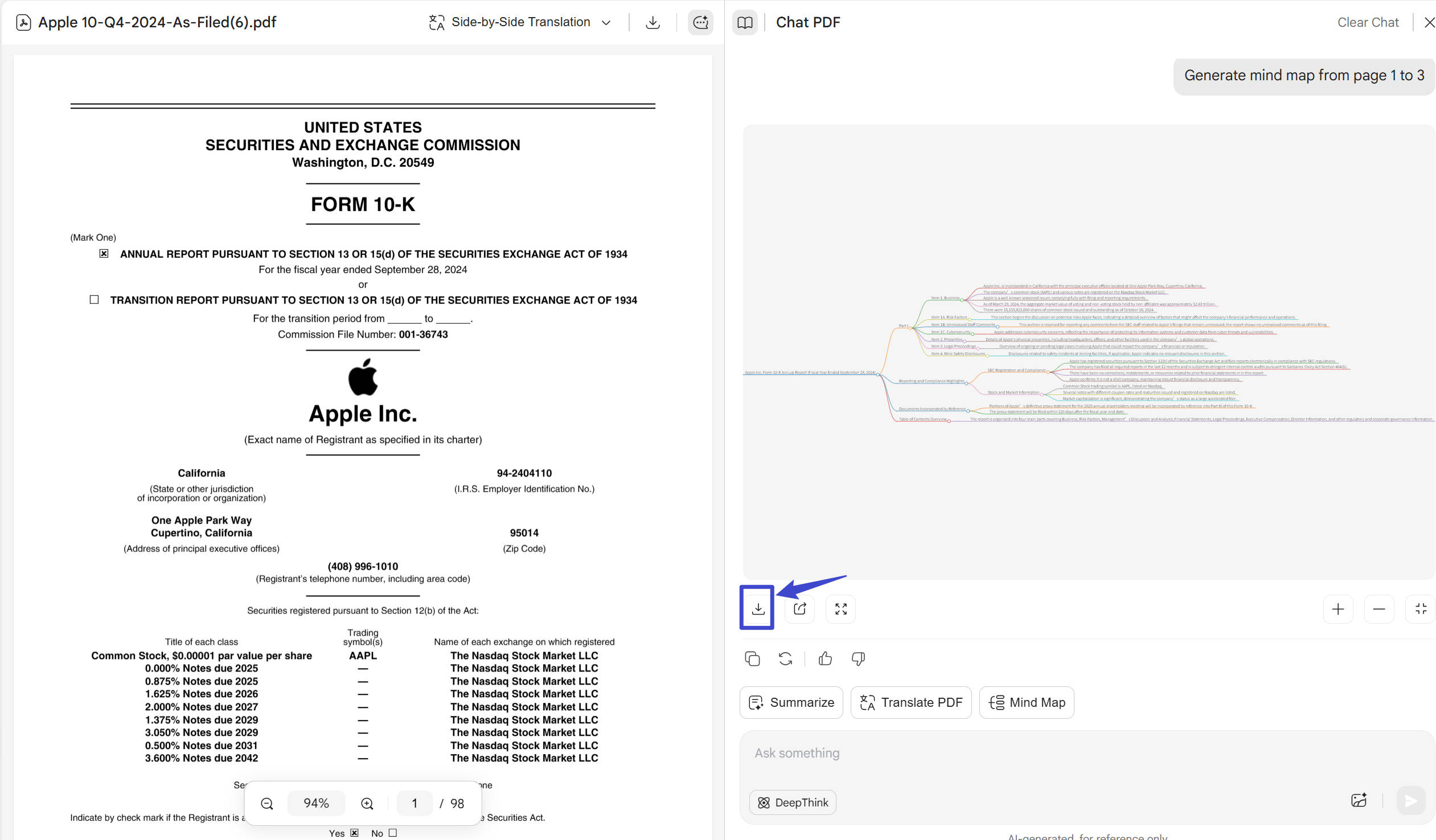 Download Mindmap from PDF with UPDF's Online AI Assistant