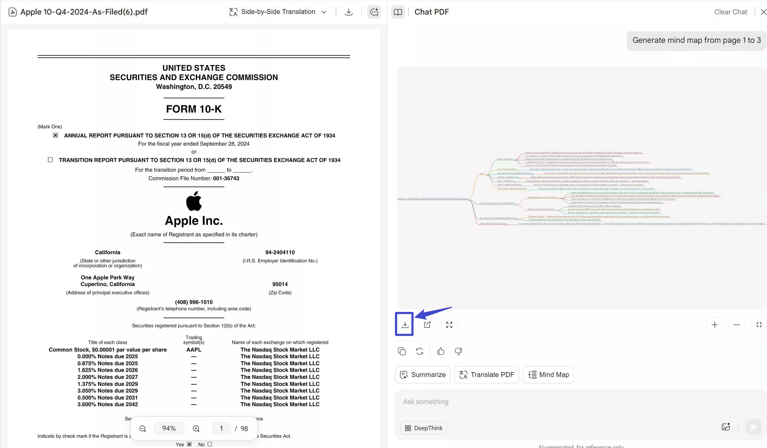 Download Mindmap from PDF with UPDF's Online AI Assistant