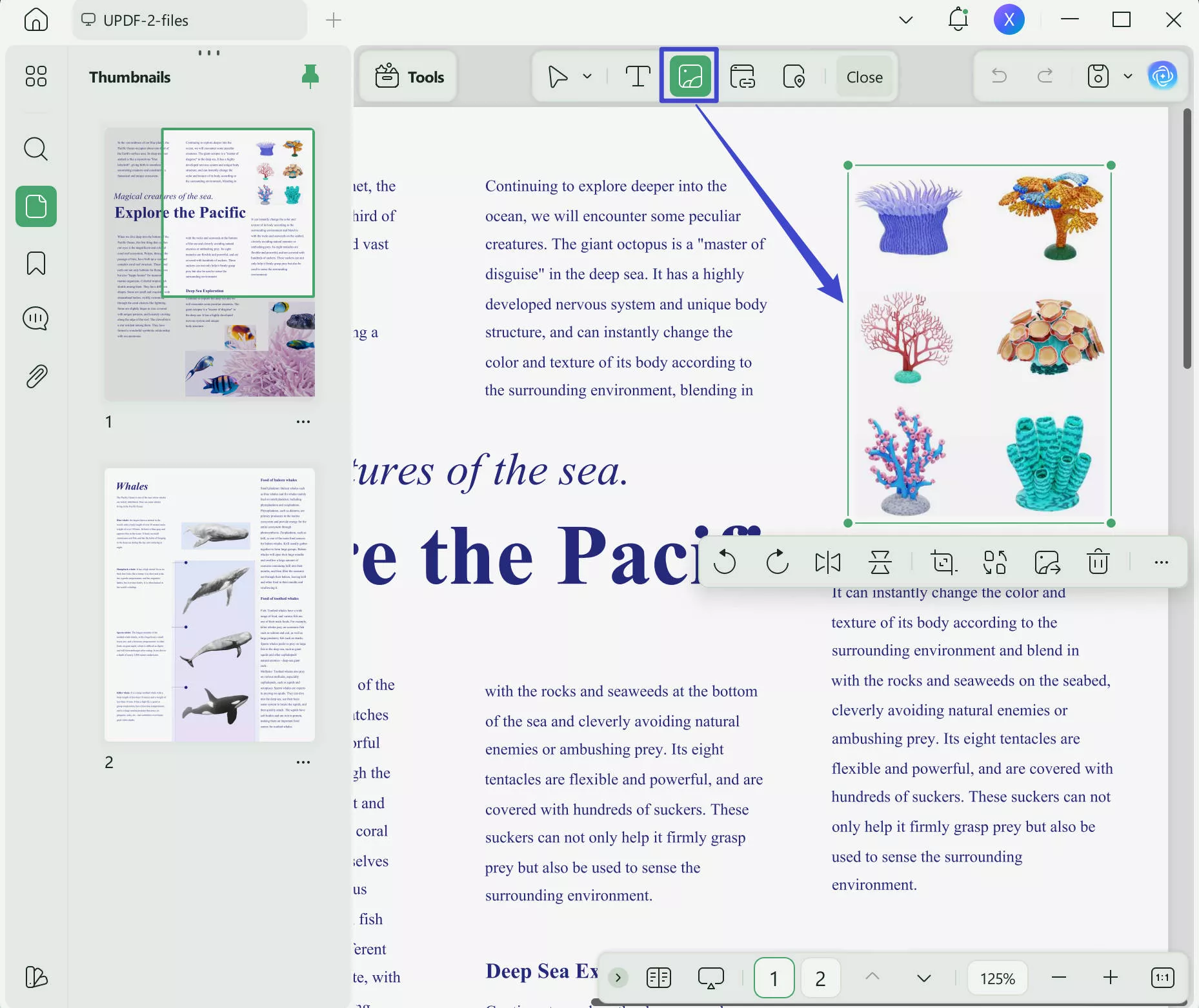 crop marks indesign select Edit PDF and click the image with UPDF