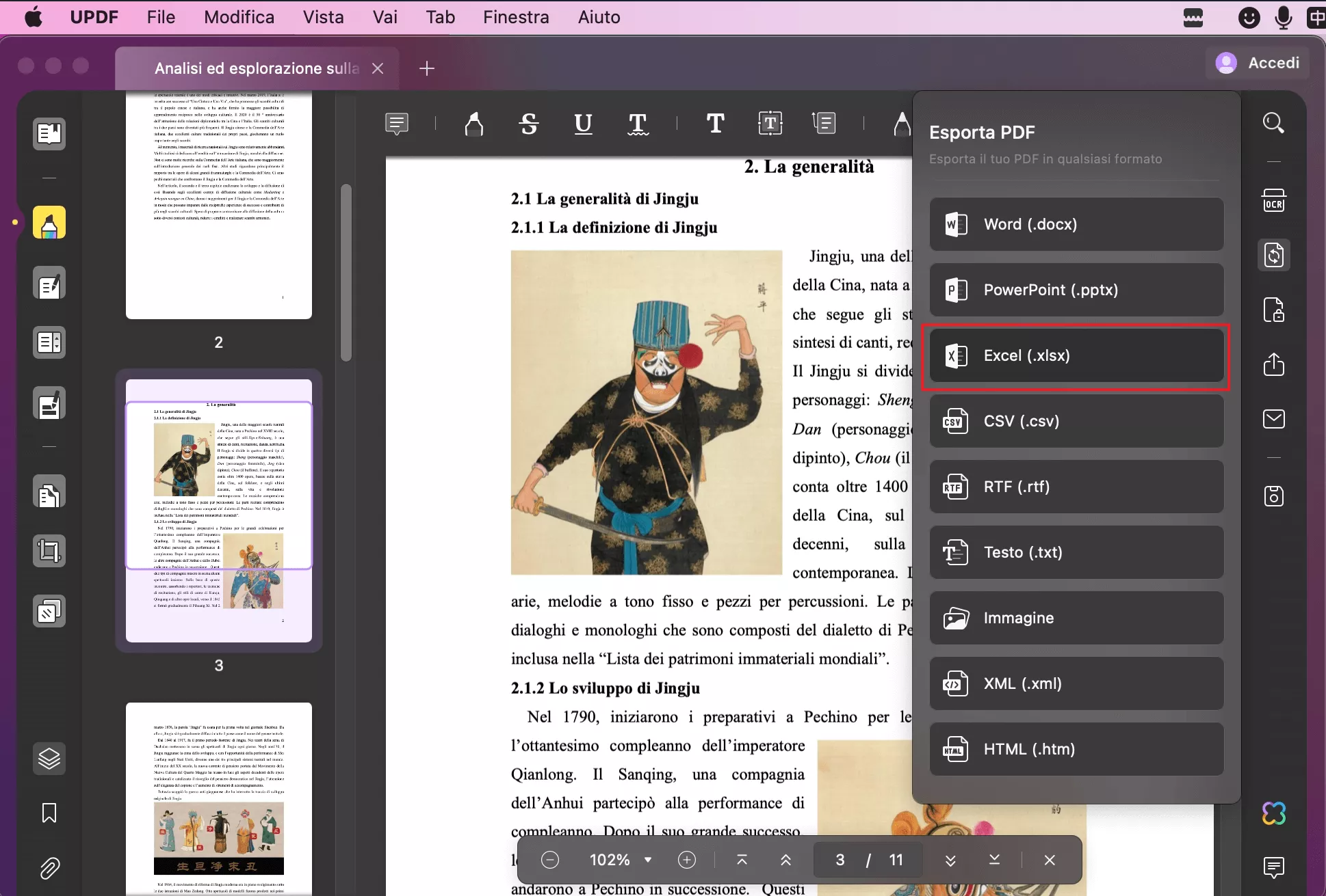 convertire un singolo PDF in Numbers