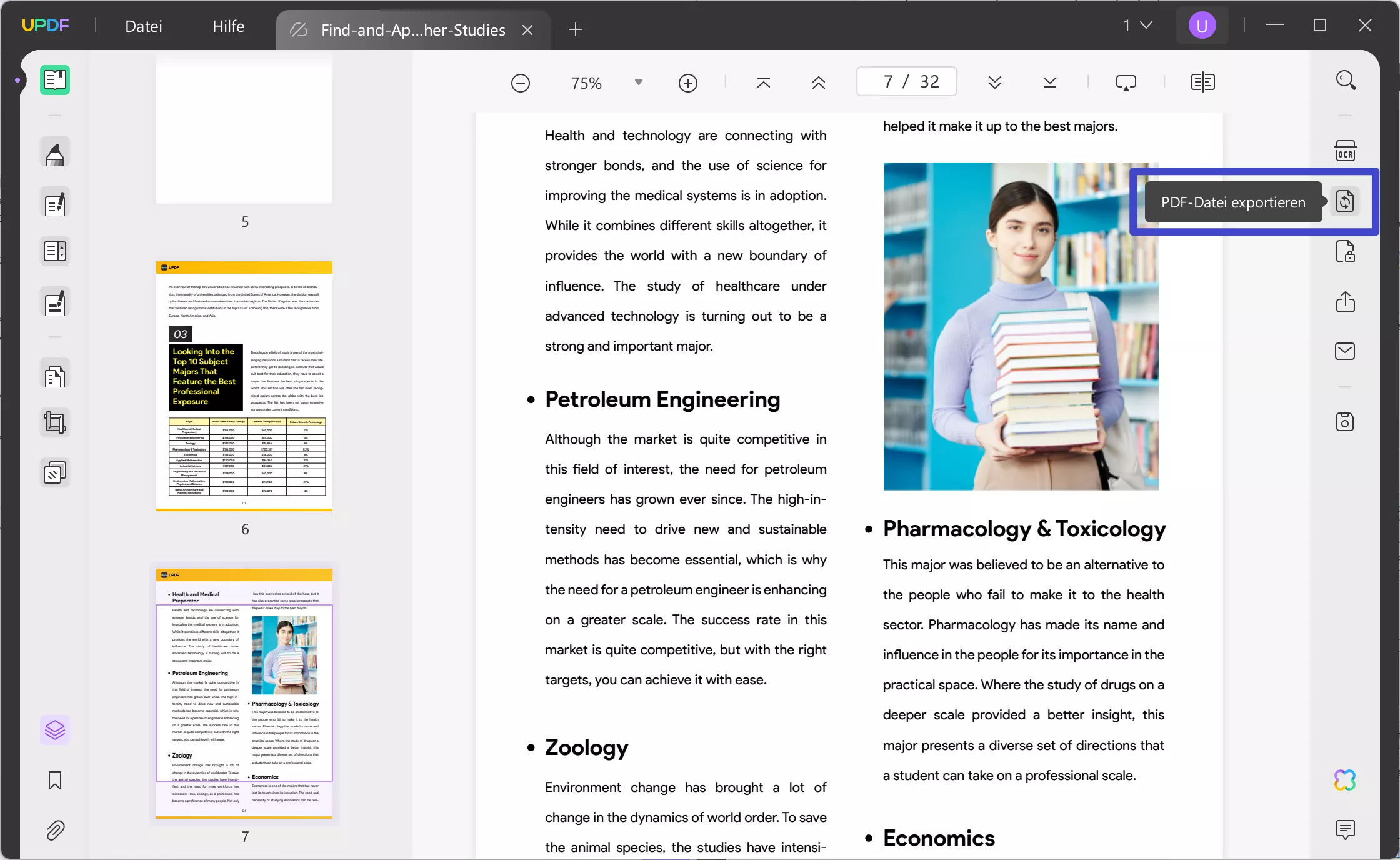 PDF mit UPDF nach Excel exportieren, um leere Zeilen zu entfernen