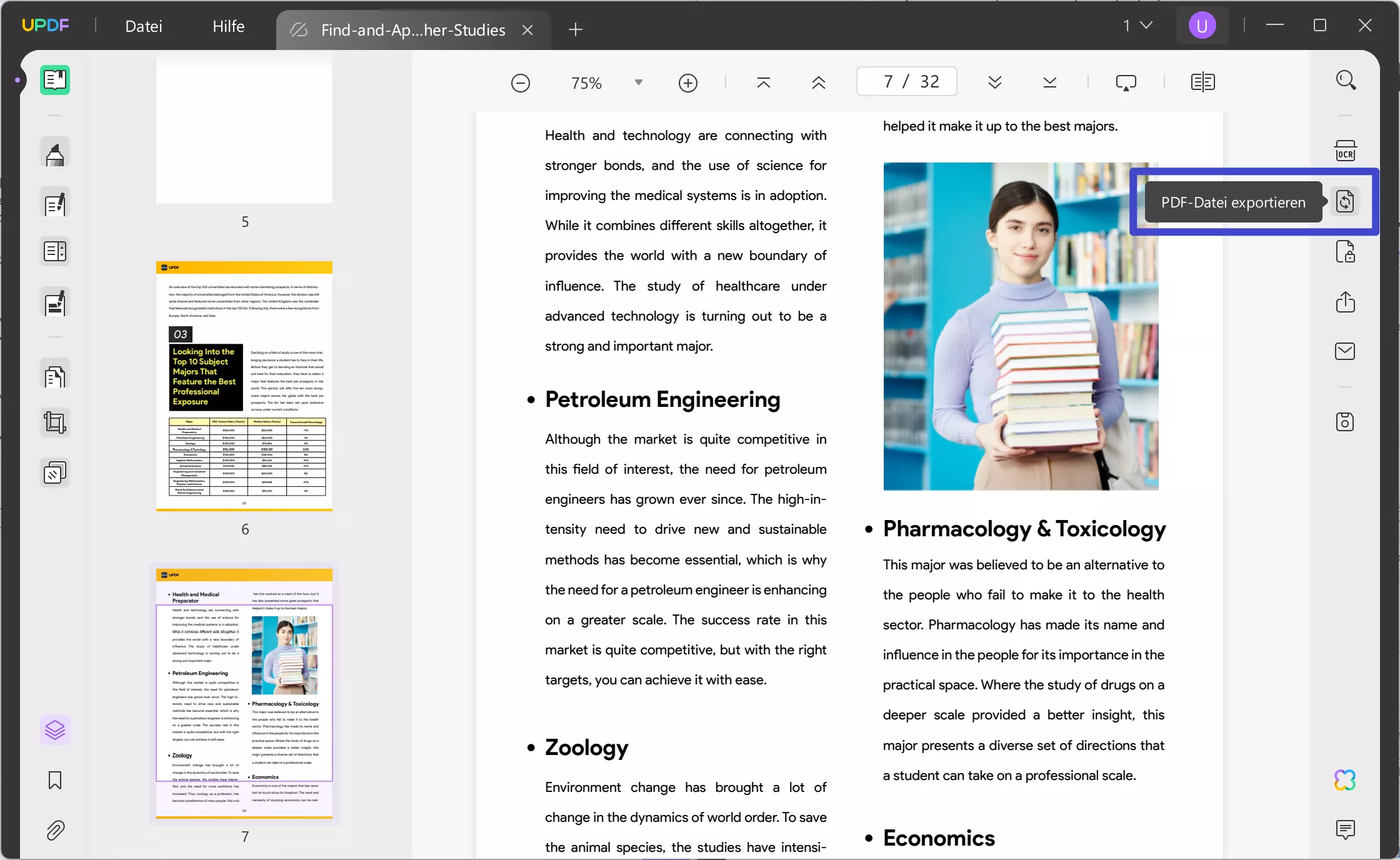 PDF nach Excel exportieren mit UPDF