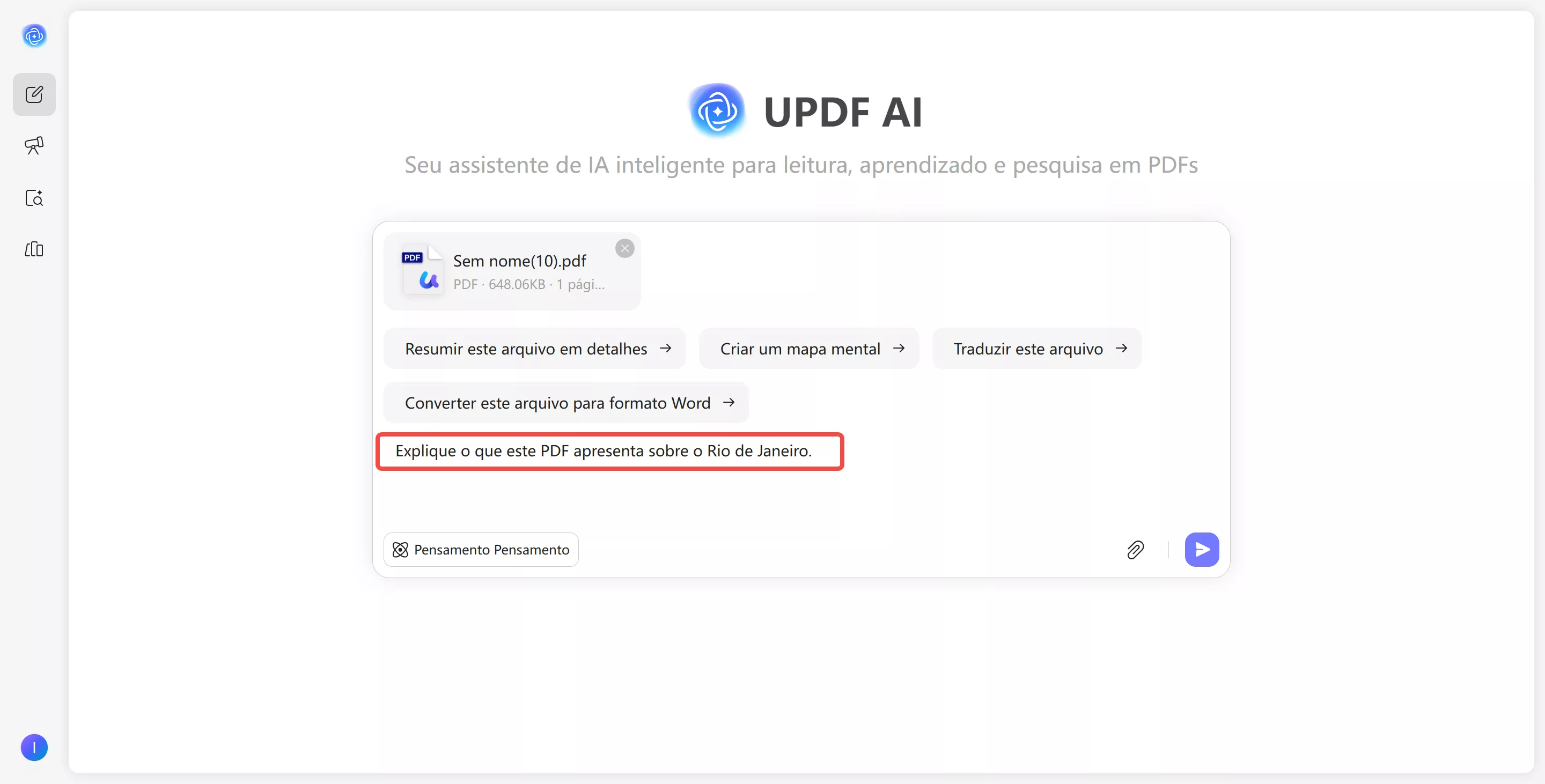 fazer perguntas sobre o pdf