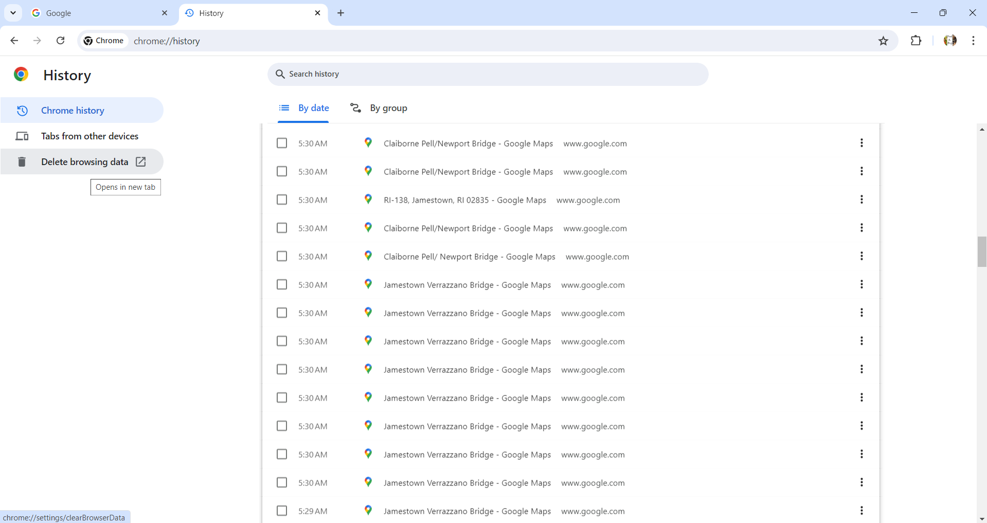 auswählen Browserdatum löschen