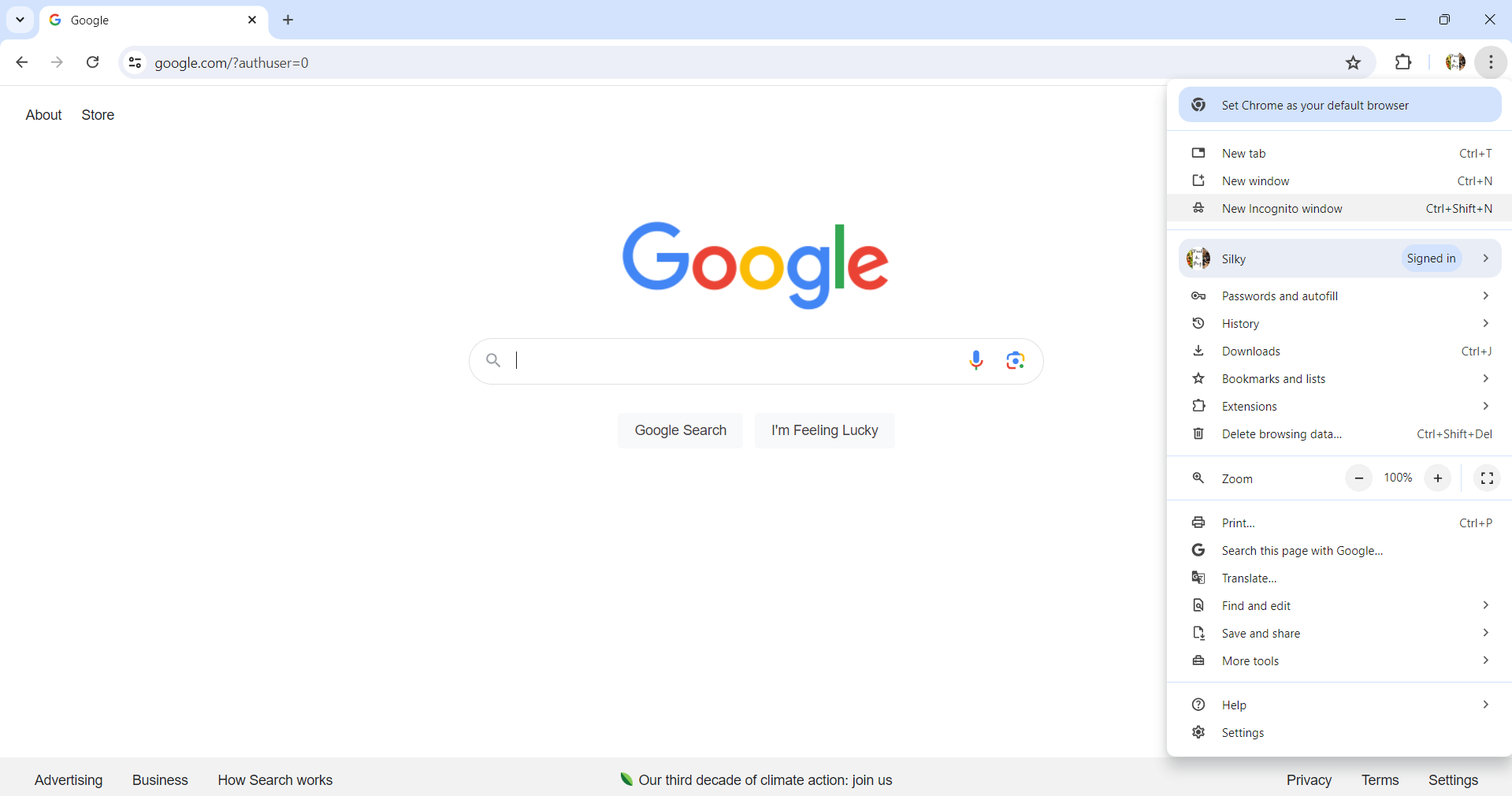 Neues Inkognito-Fenster im Browser auswählen