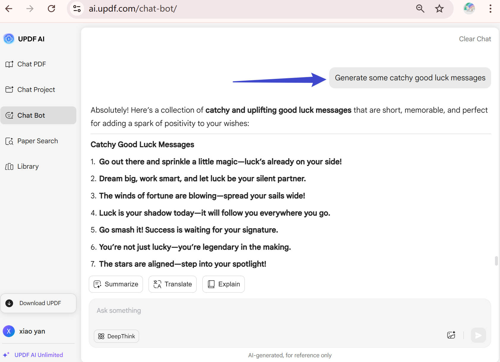 wish good luck message good luck messages using updf ai web
