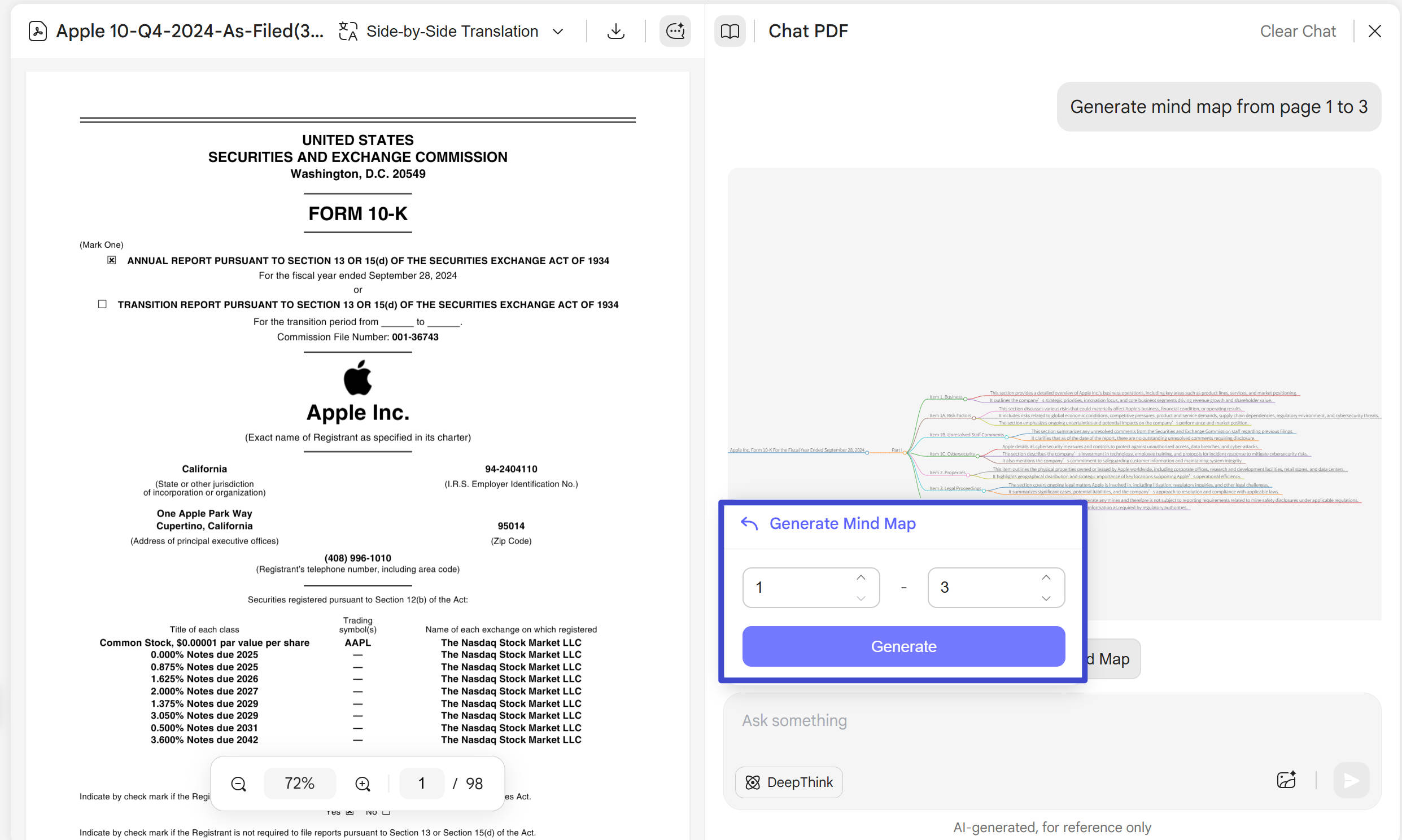 generate mindmap updf ai online