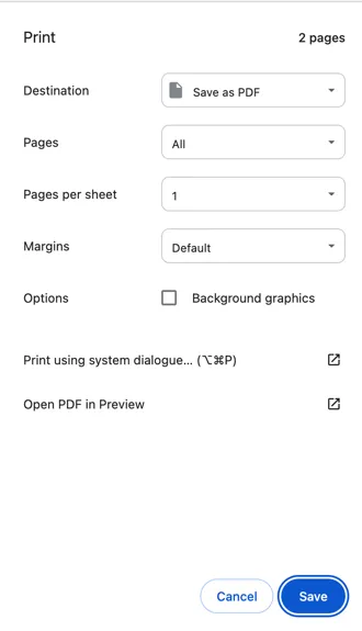  click on the “Save” to print Google Sheet to PDF