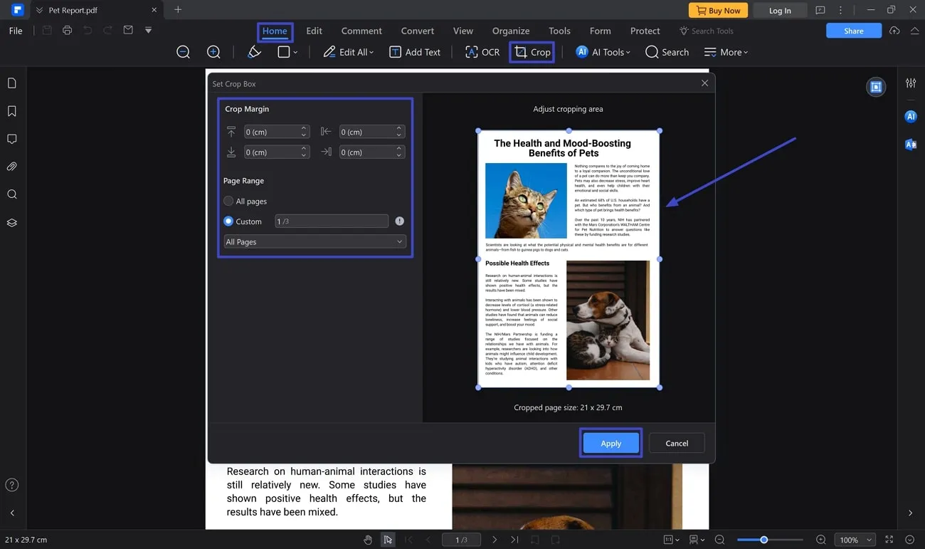 how to print a portion of a pdf crop pdf on pdfelement