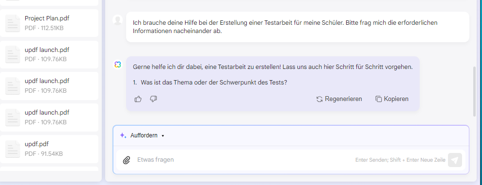 Wie Sie AI im Unterricht einsetzen Fragen Sie UPDF AI nach einer Testarbeit