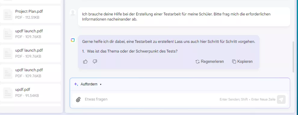 Wie Sie AI im Unterricht einsetzen Fragen Sie UPDF AI nach einer Testarbeit