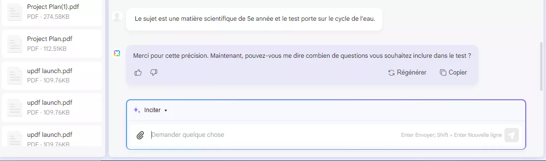 comment utiliser l'IA dans l'enseignement fournir des matières et des niveaux scolaires avec l'assistant IA de l'UPDF