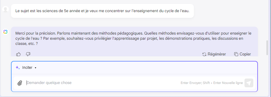comment utiliser l'IA dans l'enseignement fournir le sujet et le niveau scolaire