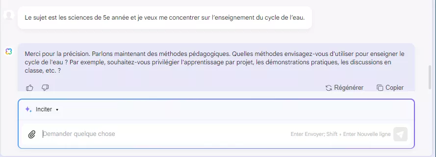 comment utiliser l'IA dans l'enseignement fournir le sujet et le niveau scolaire