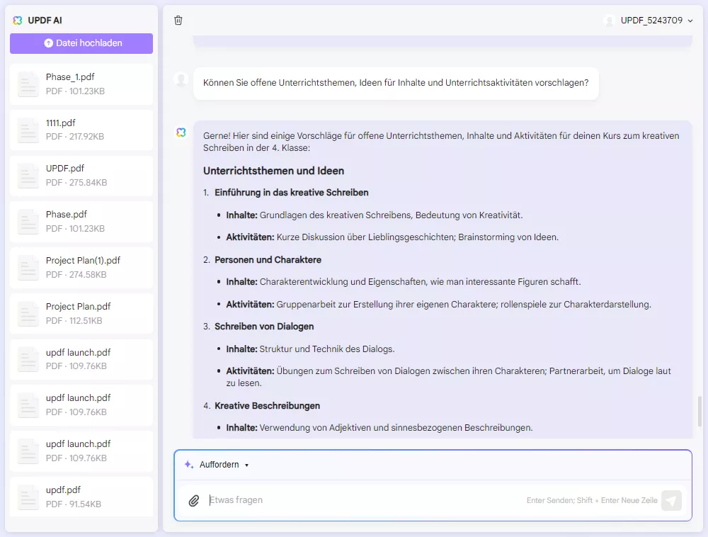 Wie Sie AI im Unterricht einsetzen Generieren Sie Unterrichtsvorschläge mit UPDFs AI-Assistenten